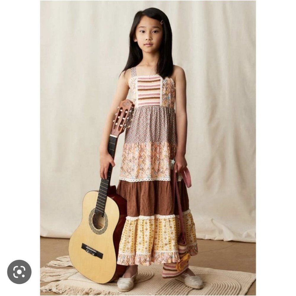 NWT Matilda Jane Arabella Rainbow Print Crochet Bodice Dress 8 Years